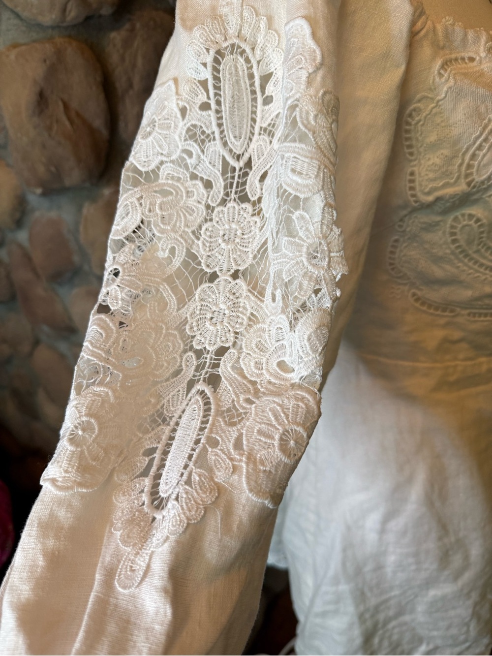 FARM Rio Cream Embroidered Square-Neck dress XL - Picture 3 of 7